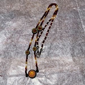 Sun & Sunflower Fimo Beaded Necklace